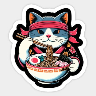 Retro Japanese Kawaii Anime Ramen Cat Sticker